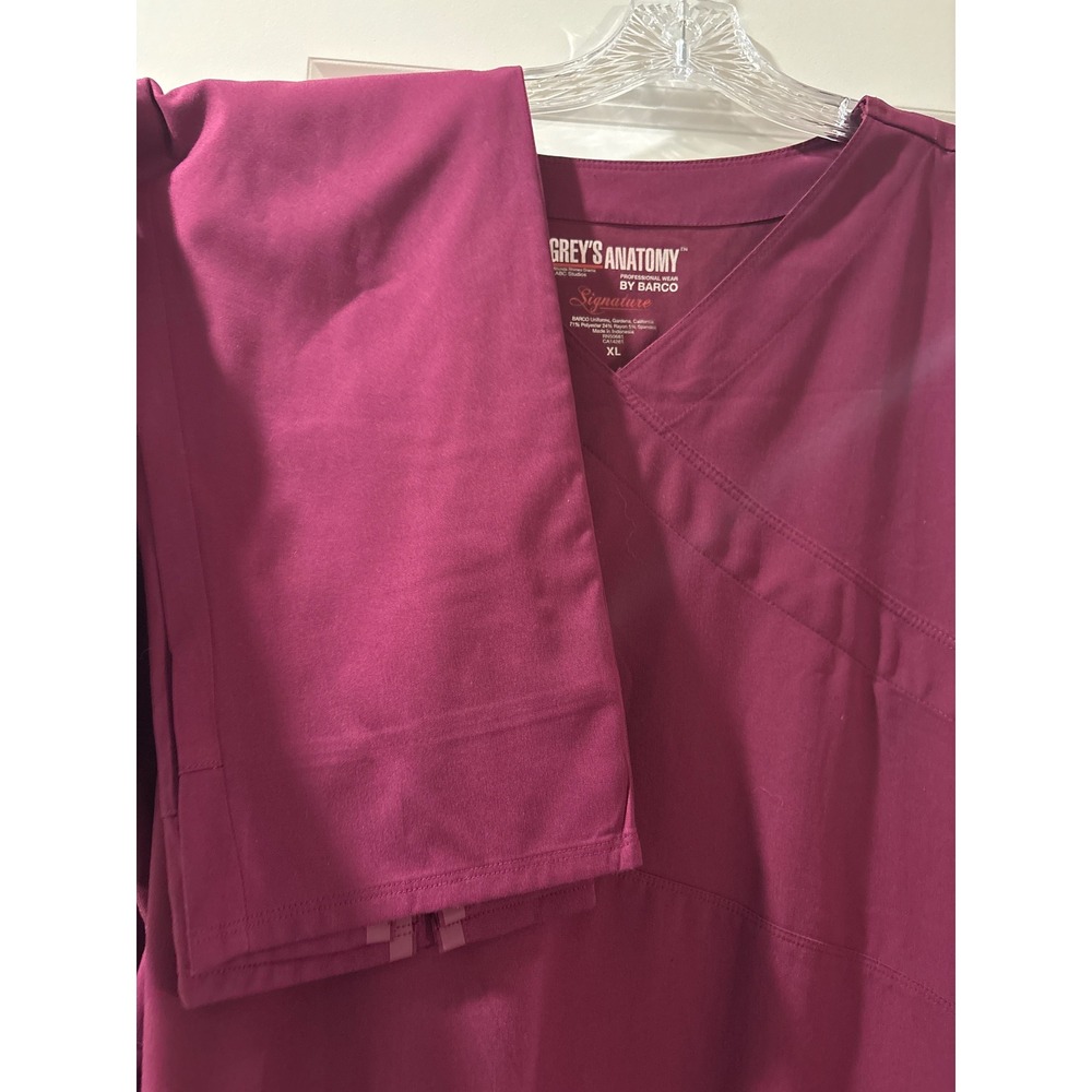 GREYS ANATOMY Signature Wear by Barco Burgundy Scrubs Set Top Pants XL maroon
